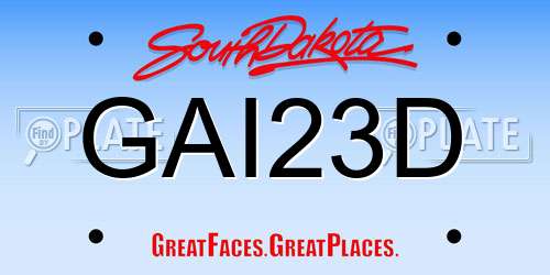 GAI23D South Dakota License Plate