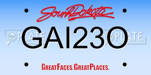 GAI23O South Dakota License Plate