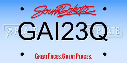 GAI23Q South Dakota License Plate