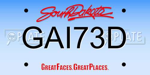 GAI73D South Dakota License Plate