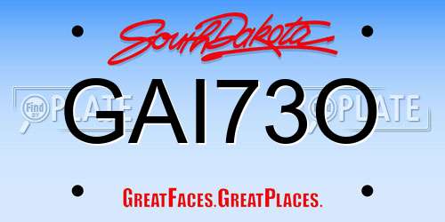 GAI73O South Dakota License Plate