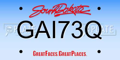GAI73Q South Dakota License Plate