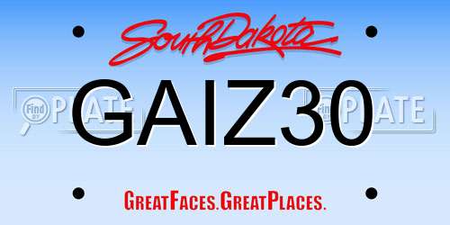 GAIZ30 South Dakota License Plate