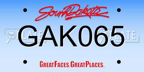 GAK065 South Dakota License Plate