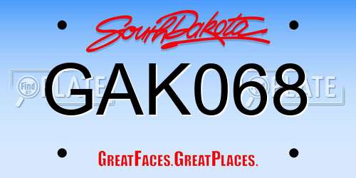 GAK068 South Dakota License Plate