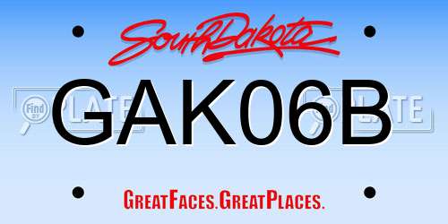 GAK06B South Dakota License Plate
