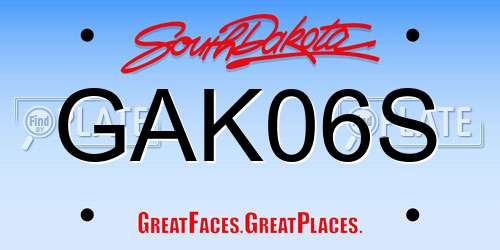 GAK06S South Dakota License Plate