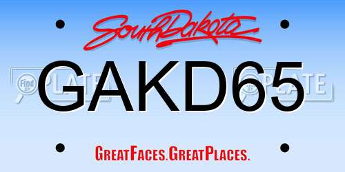 GAKD65 South Dakota License Plate
