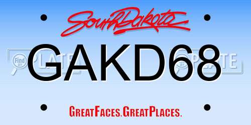 GAKD68 South Dakota License Plate