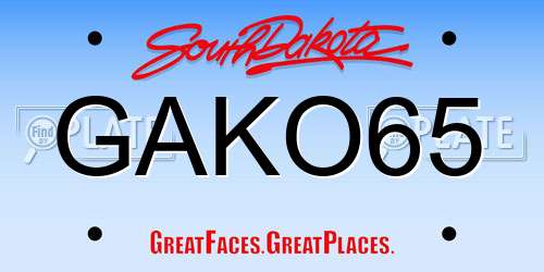 GAKO65 South Dakota License Plate