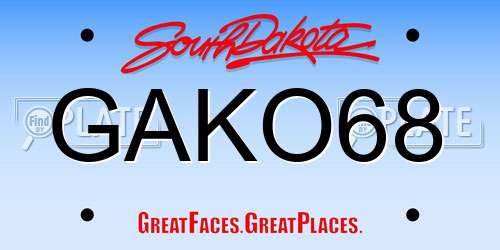 GAKO68 South Dakota License Plate