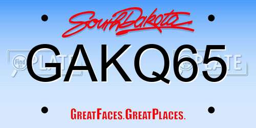 GAKQ65 South Dakota License Plate