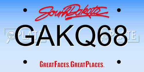 GAKQ68 South Dakota License Plate