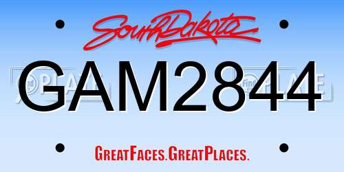 GAM2844 South Dakota License Plate