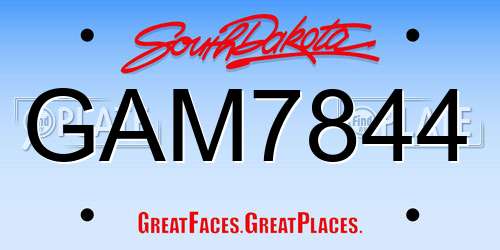 GAM7844 South Dakota License Plate