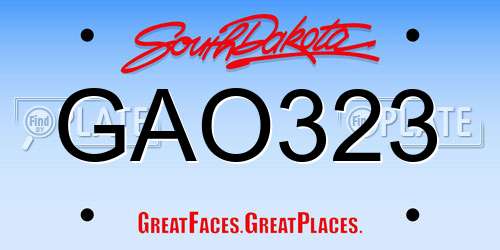 GAO323 South Dakota License Plate