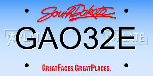 GAO32E South Dakota License Plate