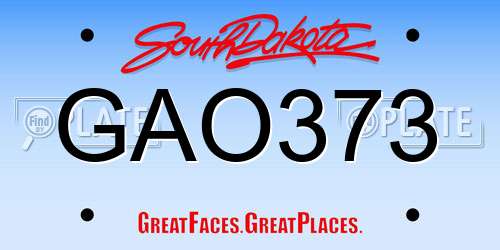 GAO373 South Dakota License Plate