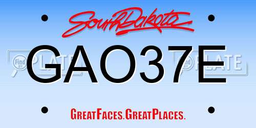 GAO37E South Dakota License Plate
