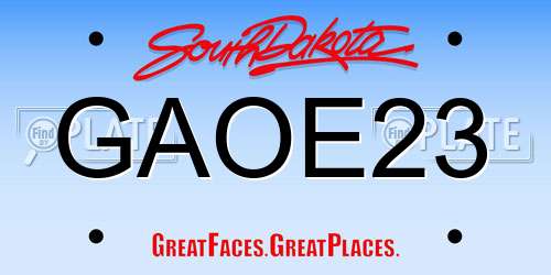 GAOE23 South Dakota License Plate