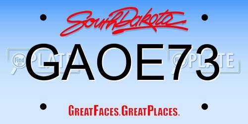 GAOE73 South Dakota License Plate