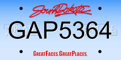 GAP5364 South Dakota License Plate