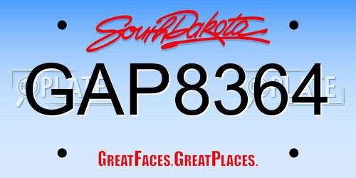 GAP8364 South Dakota License Plate