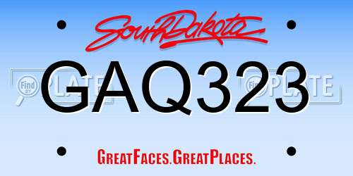 GAQ323 South Dakota License Plate