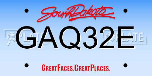GAQ32E South Dakota License Plate