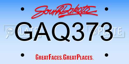GAQ373 South Dakota License Plate