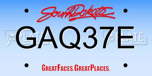 GAQ37E South Dakota License Plate