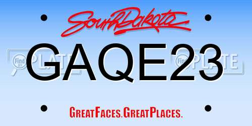 GAQE23 South Dakota License Plate
