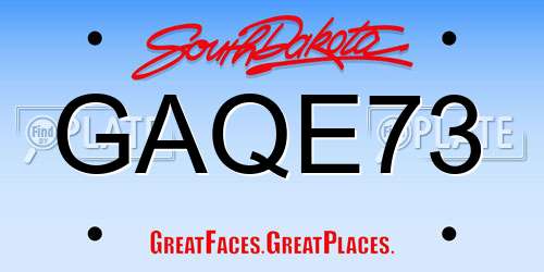 GAQE73 South Dakota License Plate