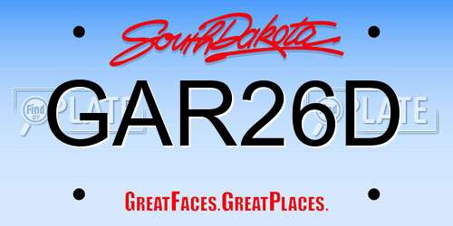GAR26D South Dakota License Plate