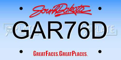 GAR76D South Dakota License Plate