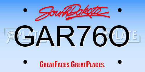 GAR76O South Dakota License Plate