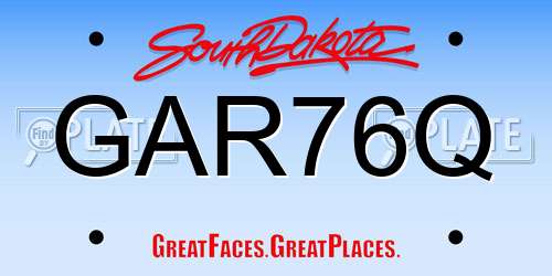 GAR76Q South Dakota License Plate