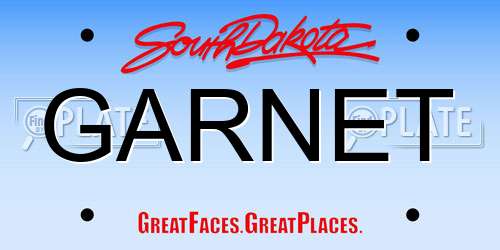 GARNET South Dakota License Plate