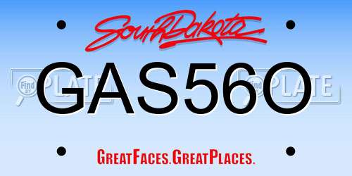 GAS56O South Dakota License Plate