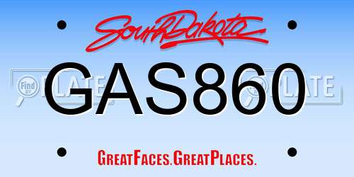 GAS860 South Dakota License Plate