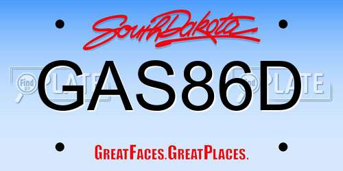 GAS86D South Dakota License Plate