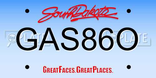 GAS86O South Dakota License Plate
