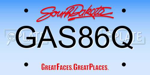 GAS86Q South Dakota License Plate
