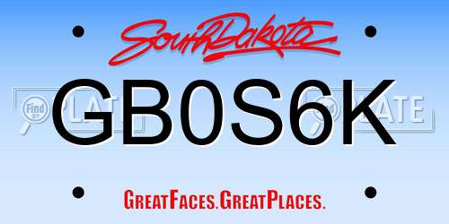 GB0S6K South Dakota License Plate