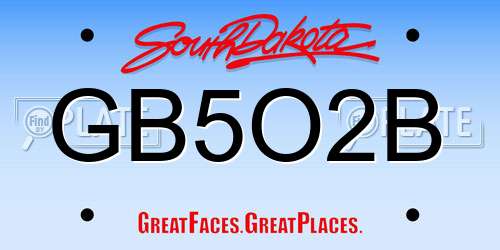 GB5O2B South Dakota License Plate