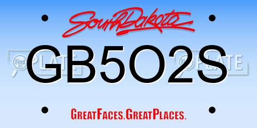 GB5O2S South Dakota License Plate