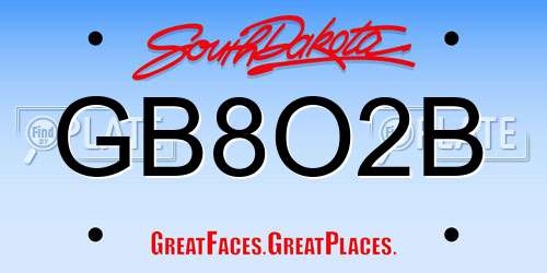 GB8O2B South Dakota License Plate