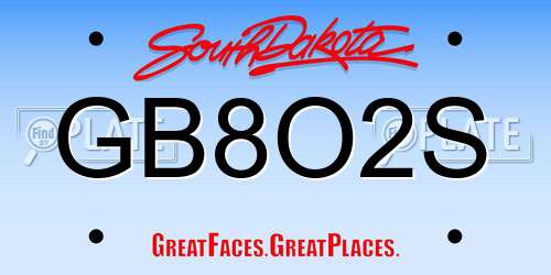 GB8O2S South Dakota License Plate