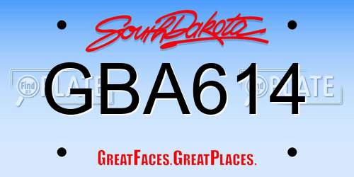 GBA614 South Dakota License Plate