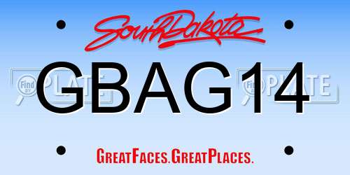 GBAG14 South Dakota License Plate